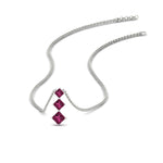 Load image into Gallery viewer, 0.50-carat-princess-cut-3-stone-pink-sapphire-pendant-in-FDPD854GSADRPIANGLE1-0.50CT-NL-WG
