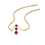 Load image into Gallery viewer, 0.50-carat-princess-cut-3-stone-pink-sapphire-pendant-in-FDPD854GSADRPIANGLE1-0.50CT-NL-YG
