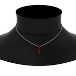 Load image into Gallery viewer, 0.50-carat-princess-cut-3-stone-ruby-pendant-in-FDPD854GRUDRANGLE1-0.50CT-NL-WG
