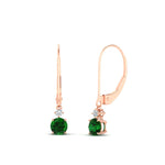 Load image into Gallery viewer, 0.50-carat-round-diamond-2-stone-dangle-lever-back-earring-with-emerald-in-rose-gold-FDEAR11242GEMGR-0.50CT-NL-RG.jpg
