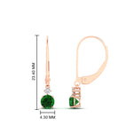 Load image into Gallery viewer, 0.50-carat-round-diamond-2-stone-dangle-lever-back-earring-with-emerald-in-rose-gold-FDEAR11242GEMGR-0.50CT-NL-RG.jpg
