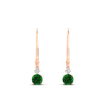 Load image into Gallery viewer, 0.50-carat-round-diamond-2-stone-dangle-lever-back-earring-with-emerald-in-rose-gold-FDEAR11242GEMGR-0.50CT-NL-RG.jpg
