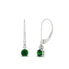 Load image into Gallery viewer, 0.50-carat-round-diamond-2-stone-dangle-lever-back-earring-with-emerald-in-white-gold-FDEAR11242GEMGR-0.50CT-NL-WG.jpg