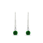 Load image into Gallery viewer, 0.50-carat-round-diamond-2-stone-dangle-lever-back-earring-with-emerald-in-white-gold-FDEAR11242GEMGR-0.50CT-NL-WG.jpg

