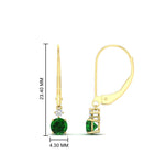 Load image into Gallery viewer, 0.50-carat-round-diamond-2-stone-dangle-lever-back-earring-with-emerald-in-yellow-gold-FDEAR11242GEMGR-0.50CT-NL-YG.jpg
