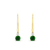 Load image into Gallery viewer, 0.50-carat-round-diamond-2-stone-dangle-lever-back-earring-with-emerald-in-yellow-gold-FDEAR11242GEMGR-0.50CT-NL-YG.jpg
