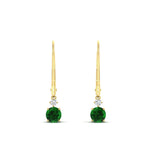 Load image into Gallery viewer, 0.50-carat-round-diamond-2-stone-dangle-lever-back-earring-with-emerald-in-yellow-gold-FDEAR11242GEMGR-0.50CT-NL-YG.jpg
