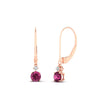 Load image into Gallery viewer, 0.50-carat-round-diamond-2-stone-dangle-lever-back-earring-with-pink-sapphire-in-rose-gold-FDEAR11242GSADRPI-0.50CT-NL-RG.jpg