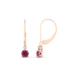 Load image into Gallery viewer, 0.50-carat-round-diamond-2-stone-dangle-lever-back-earring-with-pink-sapphire-in-rose-gold-FDEAR11242GSADRPI-0.50CT-NL-RG.jpg