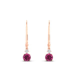 Load image into Gallery viewer, 0.50-carat-round-diamond-2-stone-dangle-lever-back-earring-with-pink-sapphire-in-rose-gold-FDEAR11242GSADRPI-0.50CT-NL-RG.jpg
