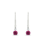 Load image into Gallery viewer, 0.50-carat-round-diamond-2-stone-dangle-lever-back-earring-with-pink-sapphire-in-white-gold-FDEAR11242GSADRPI-0.50CT-NL-WG.jpg
