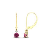 Load image into Gallery viewer, 0.50-carat-round-diamond-2-stone-dangle-lever-back-earring-with-pink-sapphire-in-yellow-gold-FDEAR11242GSADRPI-0.50CT-NL-YG.jpg
