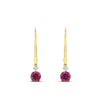 Load image into Gallery viewer, 0.50-carat-round-diamond-2-stone-dangle-lever-back-earring-with-pink-sapphire-in-yellow-gold-FDEAR11242GSADRPI-0.50CT-NL-YG.jpg