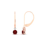 Load image into Gallery viewer, 0.50-carat-round-diamond-2-stone-dangle-lever-back-earring-with-ruby-in-rose-gold-FDEAR11242GRUDR-0.50CT-NL-RG.jpg
