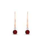 Load image into Gallery viewer, 0.50-carat-round-diamond-2-stone-dangle-lever-back-earring-with-ruby-in-rose-gold-FDEAR11242GRUDR-0.50CT-NL-RG.jpg
