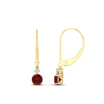 Load image into Gallery viewer, 0.50-carat-round-diamond-2-stone-dangle-lever-back-earring-with-ruby-in-yellow-gold-FDEAR11242GRUDR-0.50CT-NL-YG.jpg
