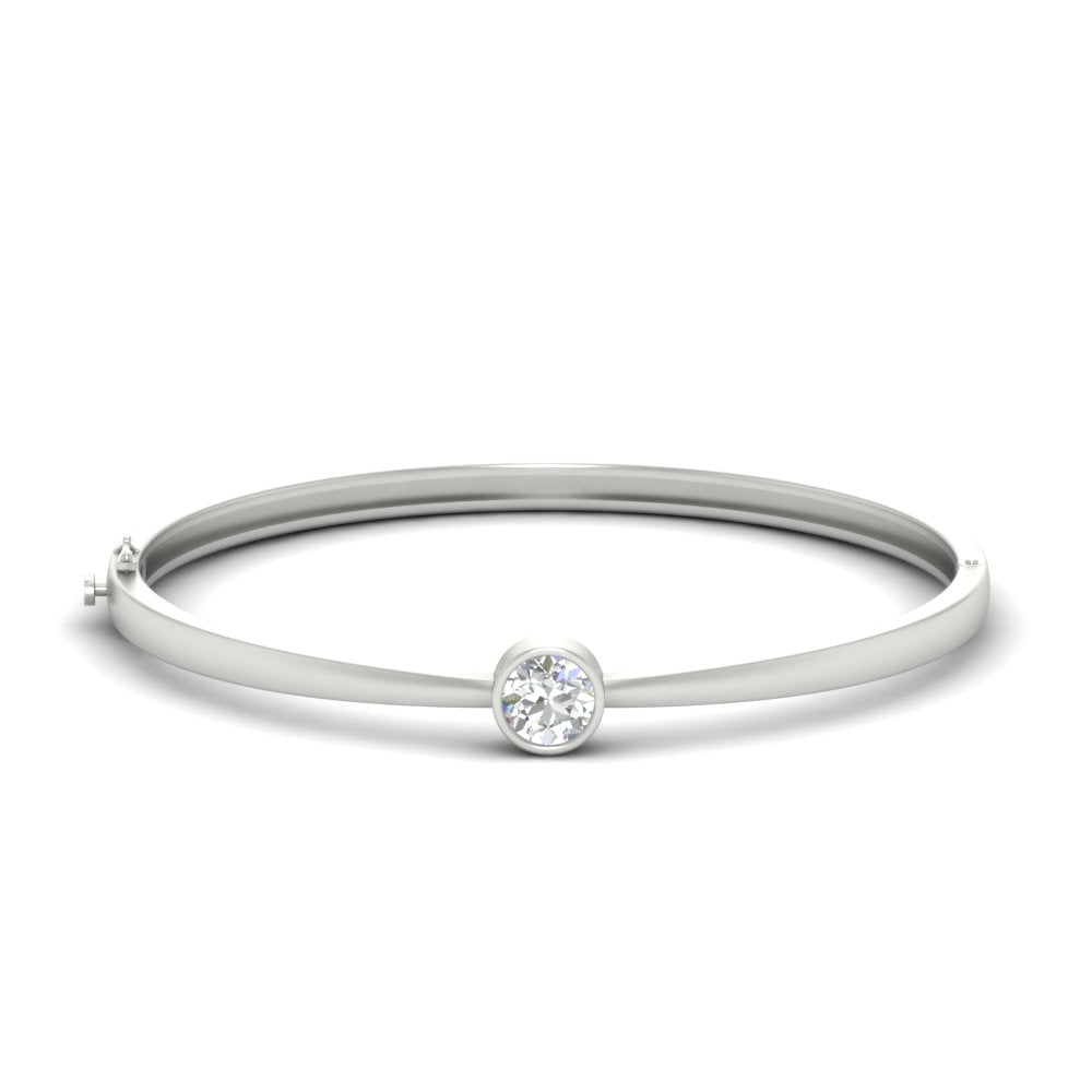 Minimalist Solitaire Bangle Bracelet