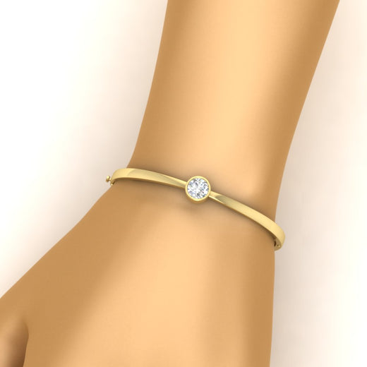 Minimalist Solitaire Bangle Bracelet