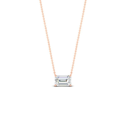 Emerald Cut East West Solitaire Pendant