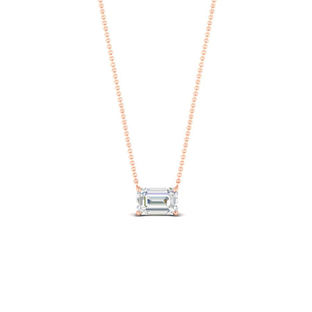 Emerald Cut East West Solitaire Pendant