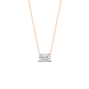 Emerald Cut East West Solitaire Pendant
