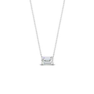 Emerald Cut East West Solitaire Pendant