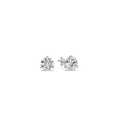 Premium Three-Prong Round Cut Martini Solitaire Stud Earrings [IGI Certified]