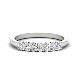 Half Carat Oval Seven Stone Diamond Anniversary Ring