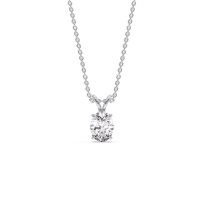 4 Prong Basket Oval Diamond Solitaire Pendant