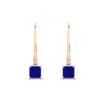 Load image into Gallery viewer, 0.50-ct-princess-cut-sapphire-leverback-dangle-earrings-in-rose-gold-fdear11236prgsablangle2-0.50ct-nl-rg.jpg?v=1765510580