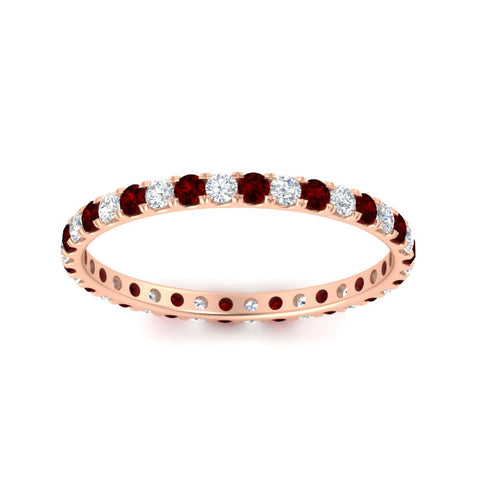 0.50-ct-round-diamond-eternity-anniversary-band-with-ruby-in-rose-gold-FDEWB8371GRUDRANGLE5-0.50CT-NL-RG
