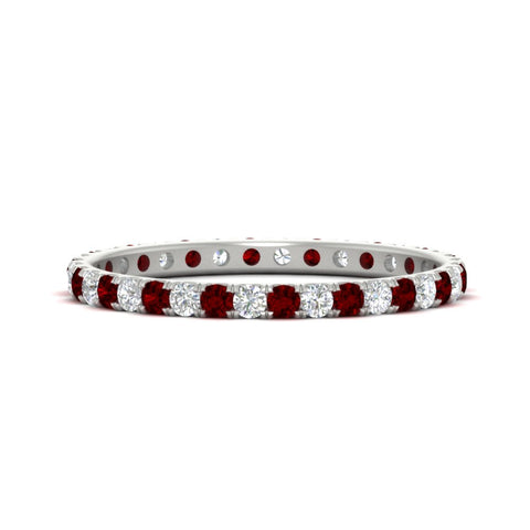 0.50-ct-round-diamond-eternity-anniversary-band-with-ruby-in-white-gold-FDEWB8371GRUDR-0.50CT-NL-WG