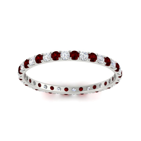 0.50-ct-round-diamond-eternity-anniversary-band-with-ruby-in-white-gold-FDEWB8371GRUDRANGLE5-0.50CT-NL-WG