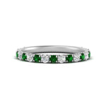 Load image into Gallery viewer, 0.50-ct-simple-pave-wedding-band-with-emerald-in-FDENS1425BGEMGR-NL-WG
