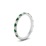 Load image into Gallery viewer, 0.50-ct-simple-pave-wedding-band-with-emerald-in-FDENS1425BGEMGR-NL-WG
