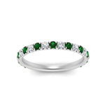 Load image into Gallery viewer, 0.50-ct-simple-pave-wedding-band-with-emerald-in-FDENS1425BGEMGR-NL-WG
