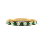 Load image into Gallery viewer, 0.50-ct-simple-pave-wedding-band-with-emerald-in-FDENS1425BGEMGR-NL-YG
