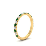 Load image into Gallery viewer, 0.50-ct-simple-pave-wedding-band-with-emerald-in-FDENS1425BGEMGR-NL-YG

