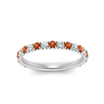Load image into Gallery viewer, 0.50-ct-simple-pave-wedding-band-with-orange-sapphire-in-FDENS1425BGSAOR-NL-WG
