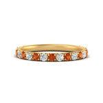 Load image into Gallery viewer, 0.50-ct-simple-pave-wedding-band-with-orange-sapphire-in-FDENS1425BGSAOR-NL-YG
