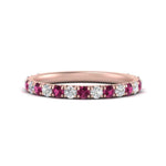 Load image into Gallery viewer, 0.50-ct-simple-pave-wedding-band-with-pink-sapphire-in-FDENS1425BGSADRPI-NL-RG
