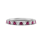 Load image into Gallery viewer, 0.50-ct-simple-pave-wedding-band-with-pink-sapphire-in-FDENS1425BGSADRPI-NL-WG
