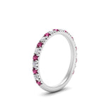 Load image into Gallery viewer, 0.50-ct-simple-pave-wedding-band-with-pink-sapphire-in-FDENS1425BGSADRPI-NL-WG
