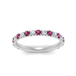 Load image into Gallery viewer, 0.50-ct-simple-pave-wedding-band-with-pink-sapphire-in-FDENS1425BGSADRPI-NL-WG
