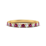 Load image into Gallery viewer, 0.50-ct-simple-pave-wedding-band-with-pink-sapphire-in-FDENS1425BGSADRPI-NL-YG
