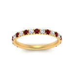 Load image into Gallery viewer, 0.50-ct-simple-pave-wedding-band-with-ruby-in-FDENS1425BGRUDR-NL-YG
