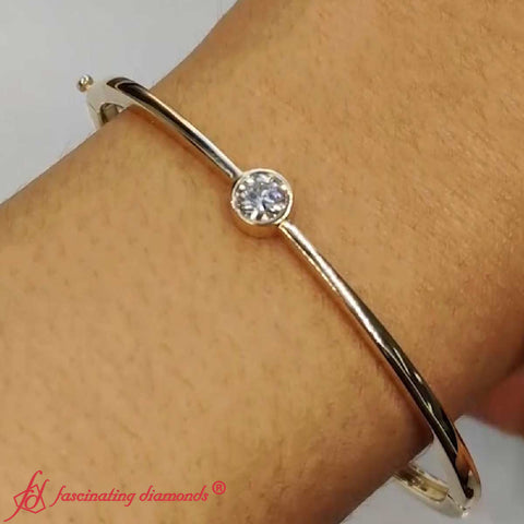 Minimalist Solitaire Bangle Bracelet