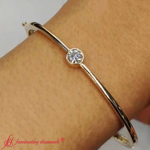 Minimalist Solitaire Bangle Bracelet