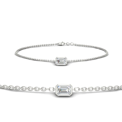 0.50 Ct. Emerald Bezel Set Chain Bracelet