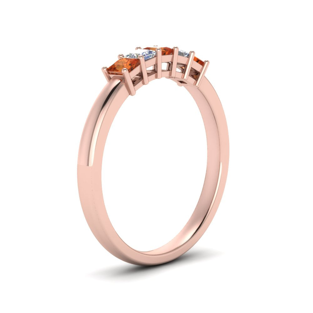 0.50-ct.-princess-cut-5-stone-anniversary-band-with-orange-sapphire-in-rose-gold-FD8008PRB 0.50CTGSAOR-NL-RG